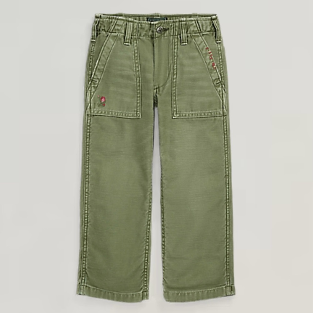 Ralph Lauren Polo Country Girls Embroidered Cotton Satin Carpenter Pant - Size 3